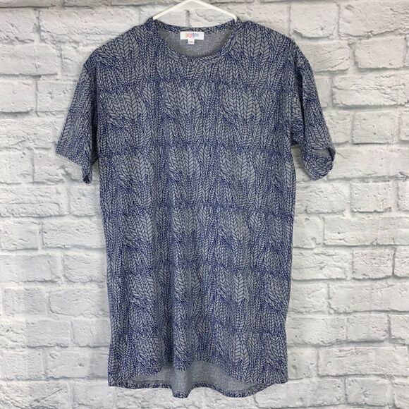 Lularoe Crewneck short sleeve print top blue sz XS Women - Picture 1 of 11